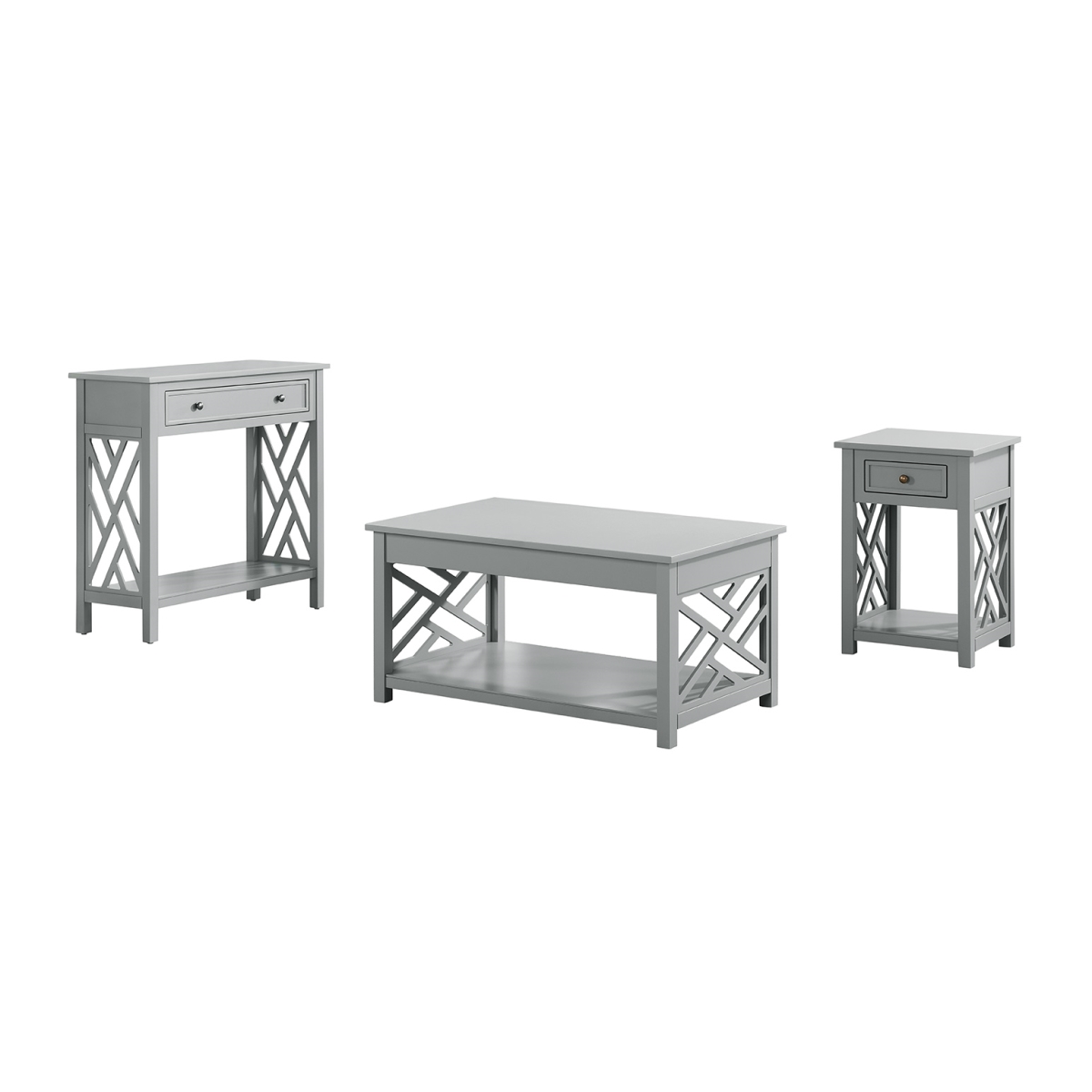 Picture of Alaterre ANCT01141840 36 in. Coventry Coffee&#44; End Table with Entryway&#44; Console & Sofa Table&#44; Gray - Set of 3