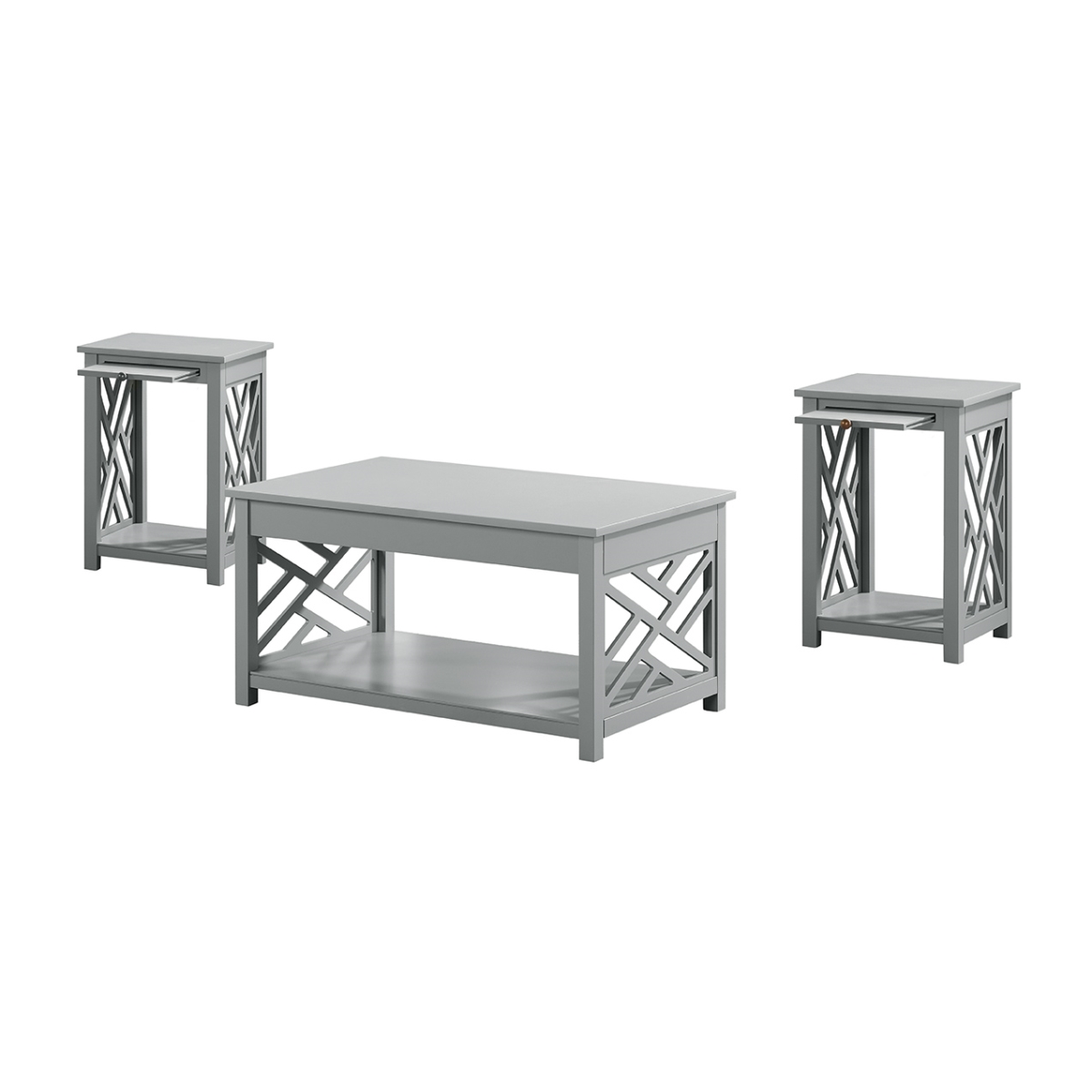 Picture of Alaterre ANCT0221440 36 in. Coventry Coffee & Two End Tables with Tray&#44; Gray - Set of 3