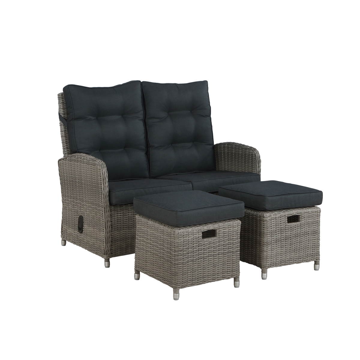 Picture of Alaterre AWWH023HH Monaco All-Weather Set with Two-Seat Reclining Bench & Two Ottomans - 3 Piece