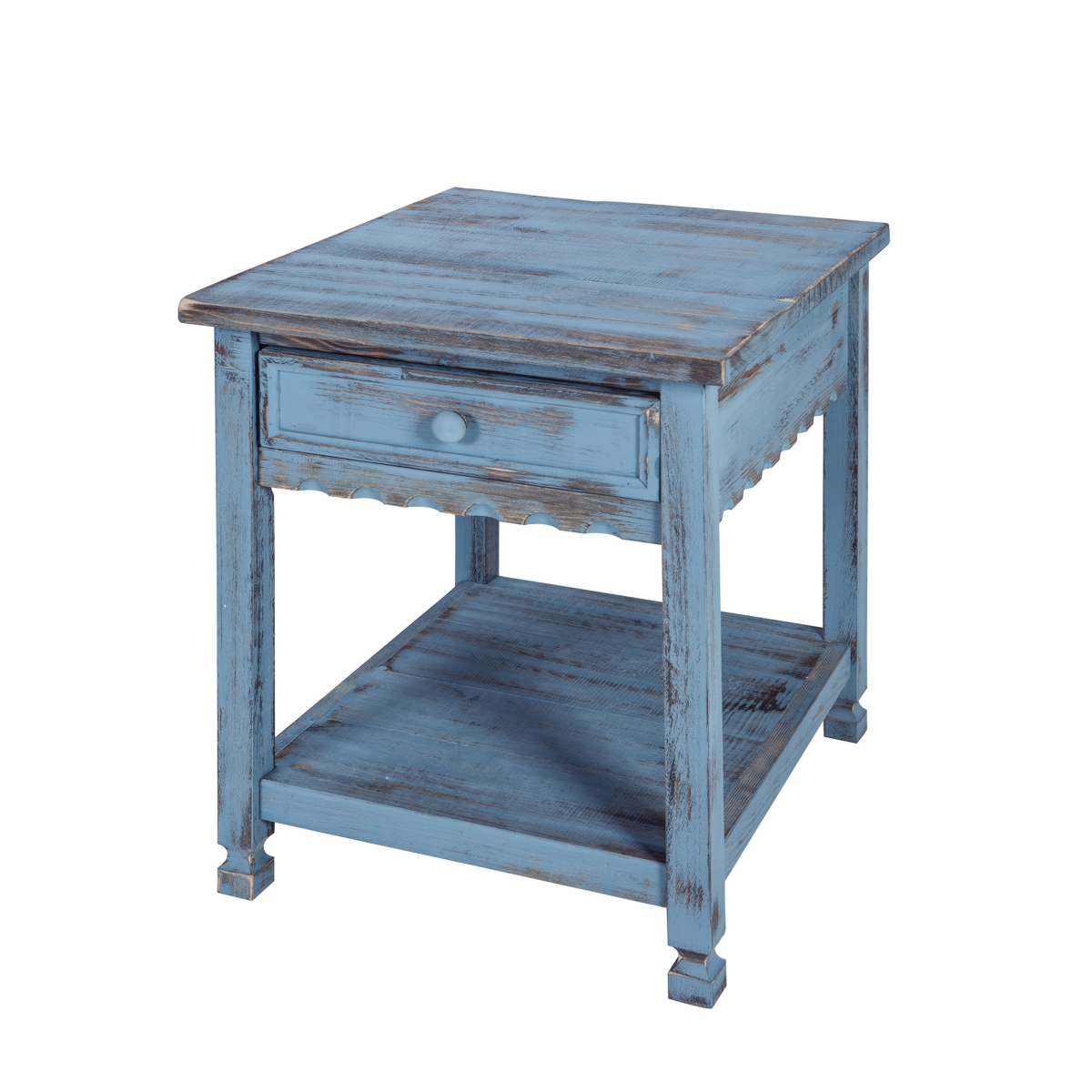 Picture of Alaterre ACCA01BA Country Cottage End Table&#44; Rustic Blue Antique