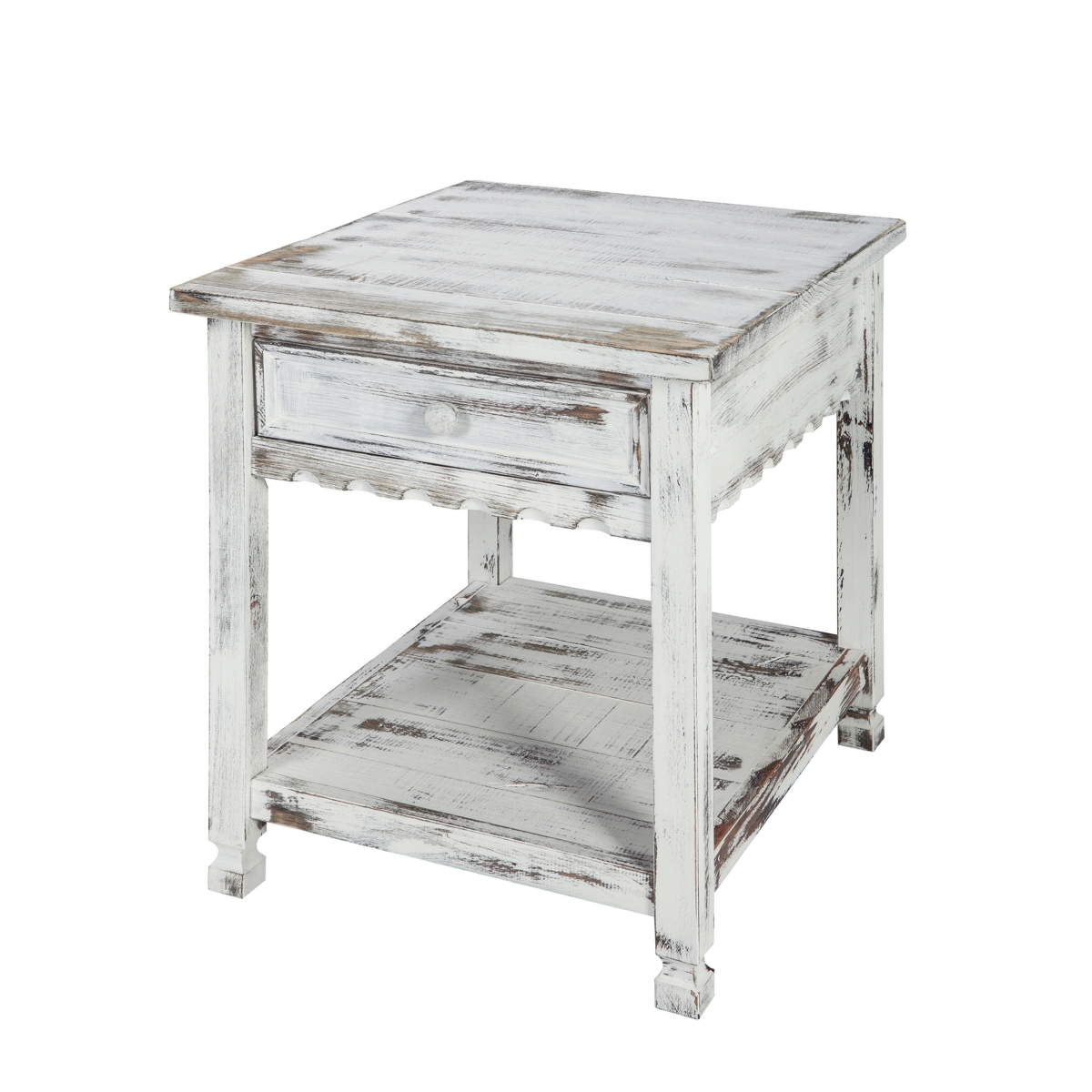 Picture of Alaterre ACCA01WA Country Cottage End Table&#44; Rustic White Antique