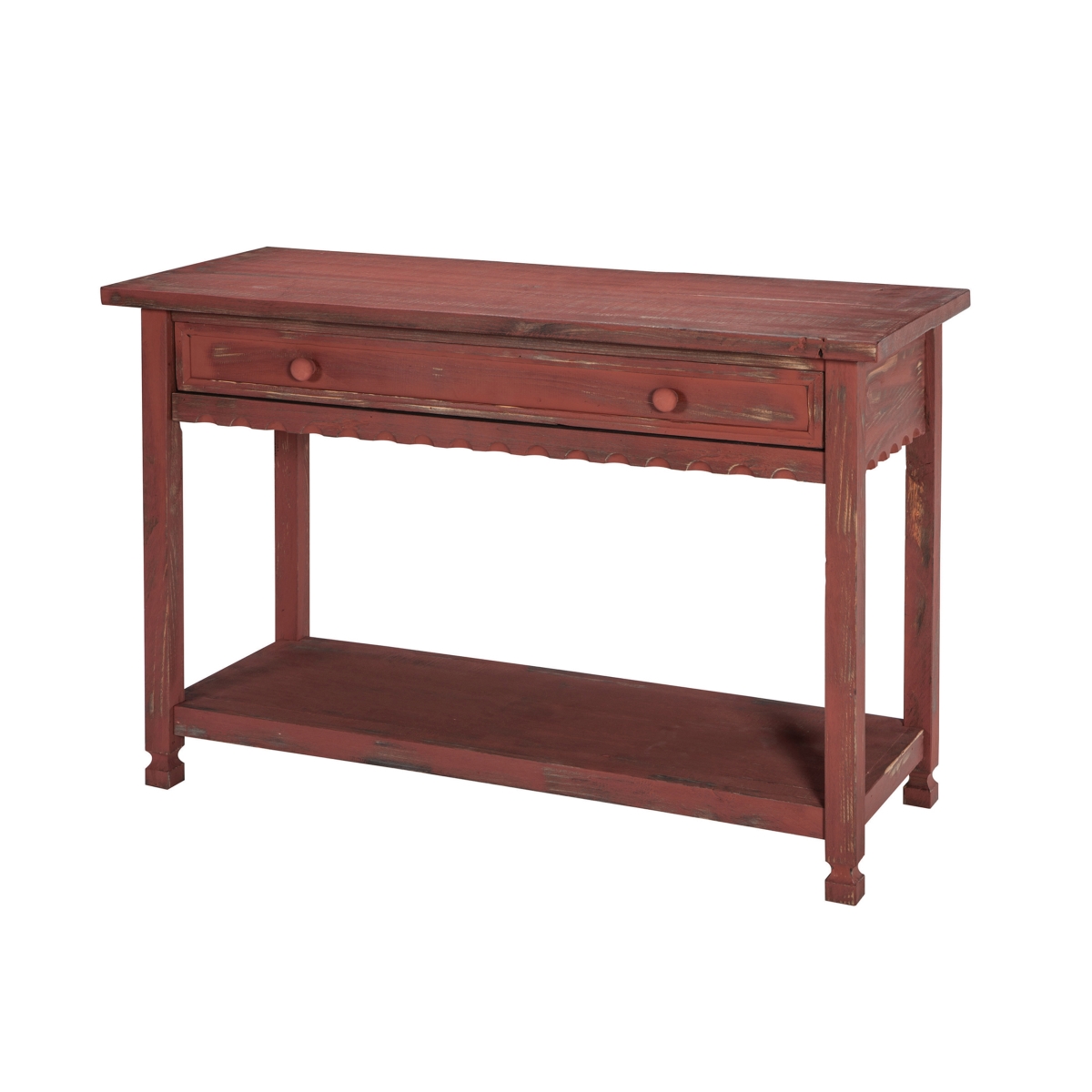 Picture of Alaterre ACCA14RA Country Cottage Media Console Table, Red Antique