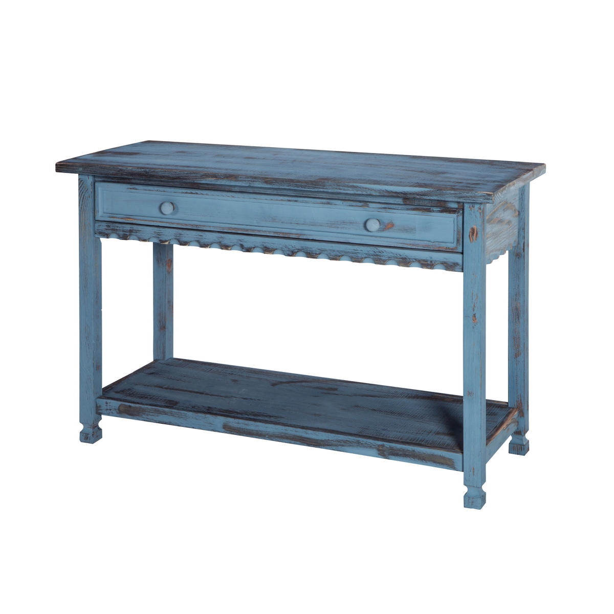 Picture of Alaterre ACCA14BA Country Cottage Media Console Table, Blue Antique