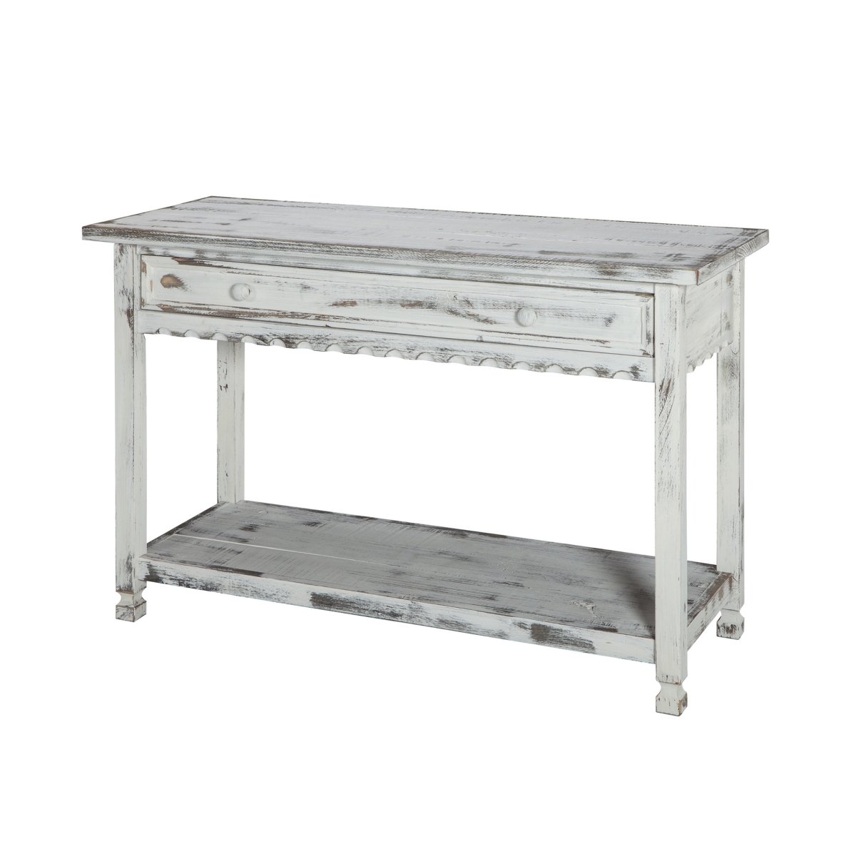Picture of Alaterre ACCA14WA Country Cottage Media Console Table&#44; White Antique