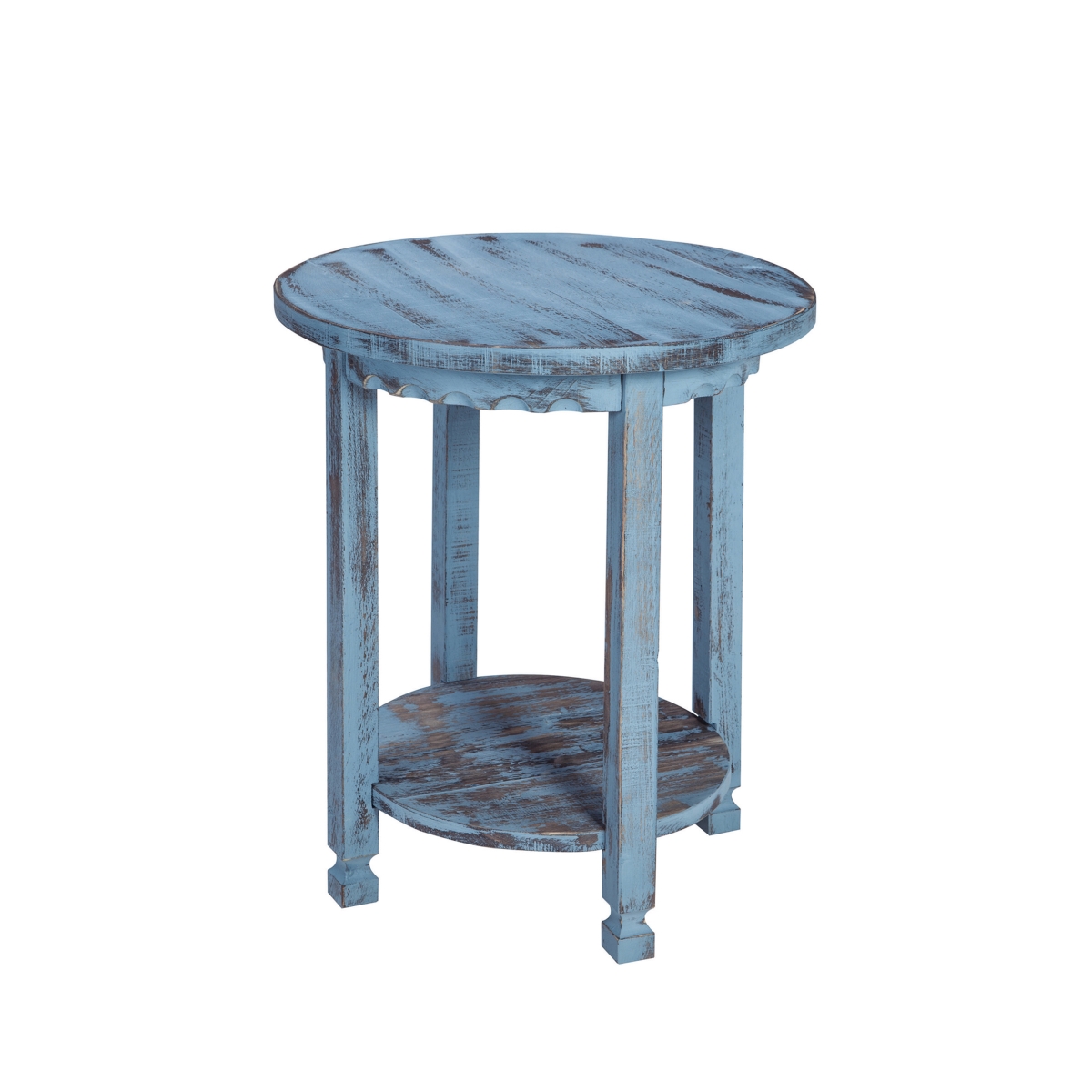 Picture of Alaterre ACCA15BA Country Cottage Round End Table&#44; Blue Antique