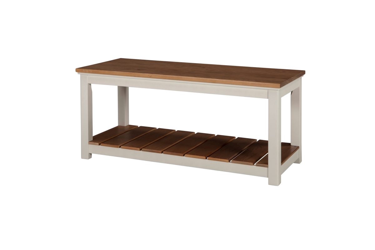 Picture of Alaterre ASVA03IVW Savannah Bench&#44; Ivory with Natural Wood Top