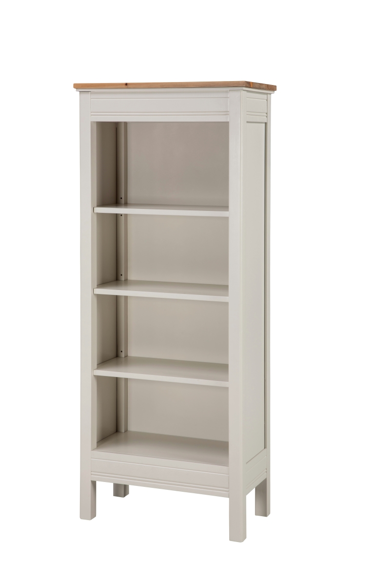 Picture of Alaterre ASVA08IVW Savannah Tall Bookcase, Ivory with Natural Wood Top