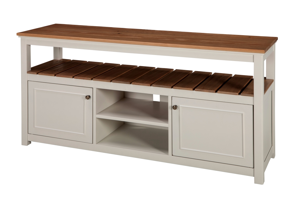 Picture of Alaterre ASVA10IVW Savannah TV Cabinet with Natural Wood Top, Ivory