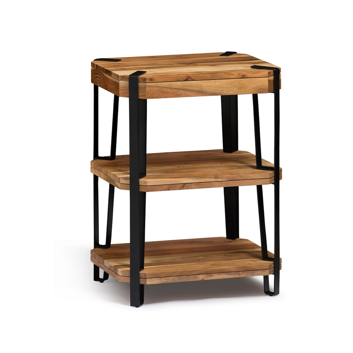 Picture of Alaterre AWCC0220 Ryegate Natural Live Edge Solid Wood with Metal 2 Shelf End Table&#44; Natural