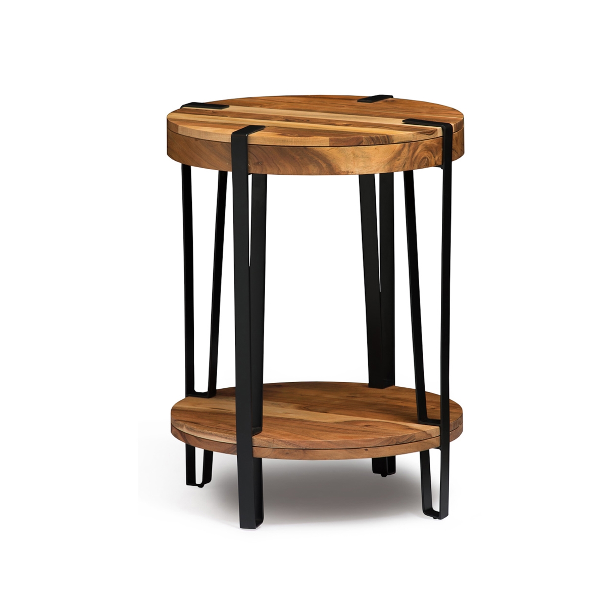 Picture of Alaterre AWCC1520 Ryegate Natural Live Edge Solid Wood with Metal Round End Table&#44; Natural
