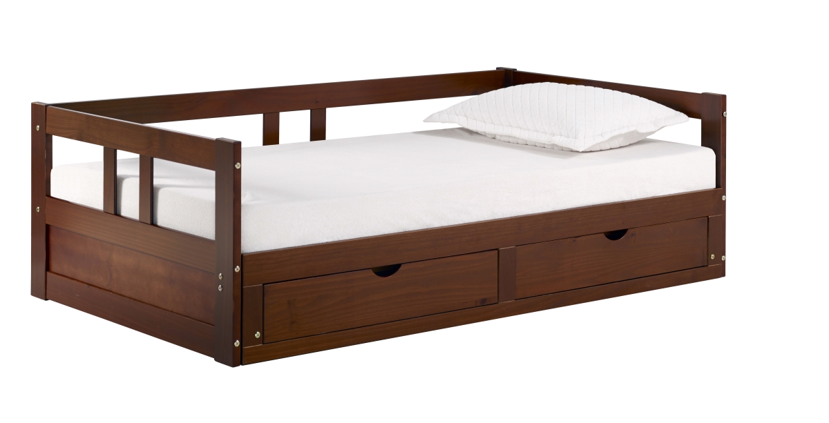 Picture of Alaterre AJME1070 Melody Twin to King Extendable Day Bed with Storage&#44; Chestnut