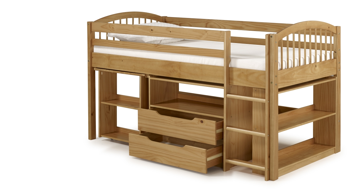 Picture of Alaterre AJLA10CIS Addison Wood Junior Loft Bed with Storage Drawers&#44; Bookshelf & Desk&#44; Cinnamon