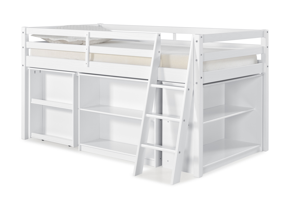 Picture of Alaterre AJRX10WHAS Roxy Wood Junior Loft Bed with Pull-Out Desk&#44; Shelving & Bookcase&#44; White