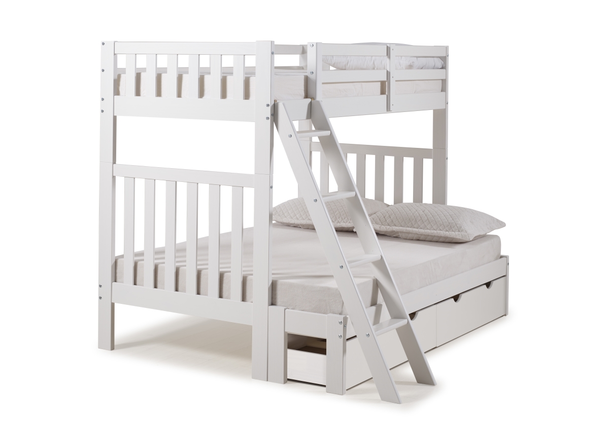 Picture of Alaterre AJAU01WHS Aurora Twin Over Full Size Wood Bunk Bed with Storage Drawers, White
