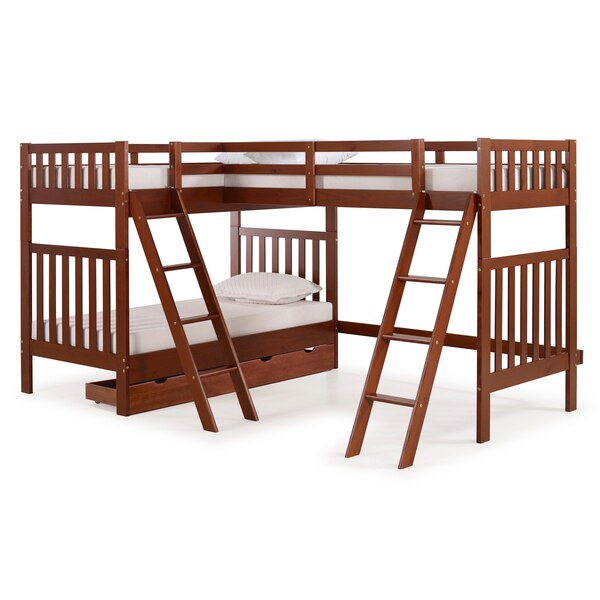 Picture of Alaterre AJAU0270S Aurora Twin Over Twin Size Wood Bunk Bed with Third Bunk Extension & Storage Drawers&#44; Chestnut