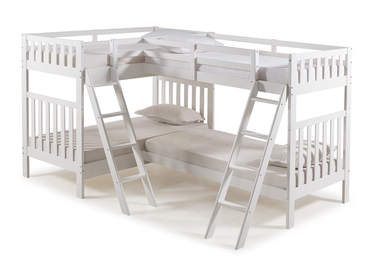 Picture of Alaterre AJAU03WH Aurora Twin Over Twin Size Wood Bunk Bed with Quad Bunk Extension, White