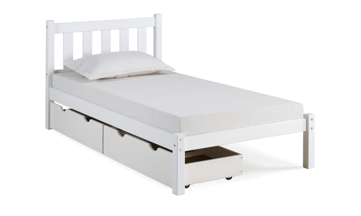 Picture of Alaterre AJPP10WHS Poppy Twin Size Wood Platform Bed with Storage Drawers&#44; White