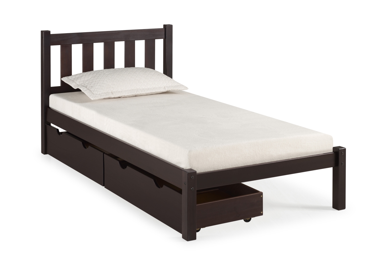 Picture of Alaterre AJPP10P0S Poppy Twin Size Wood Platform Bed with Storage Drawers, Espresso