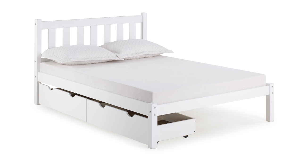 Picture of Alaterre AJPP20WHS Poppy Full Size Wood Platform Bed with Storage Drawers&#44; White