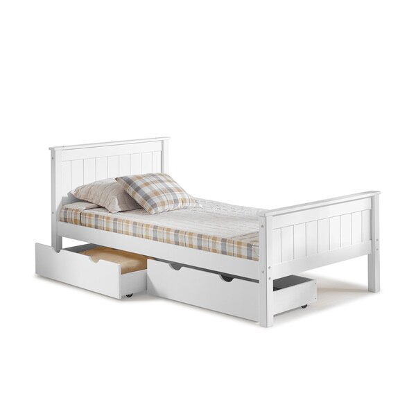 Picture of Alaterre AJHO10WHS Harmony Twin Size Wood Platform Bed with Storage Drawers&#44; White
