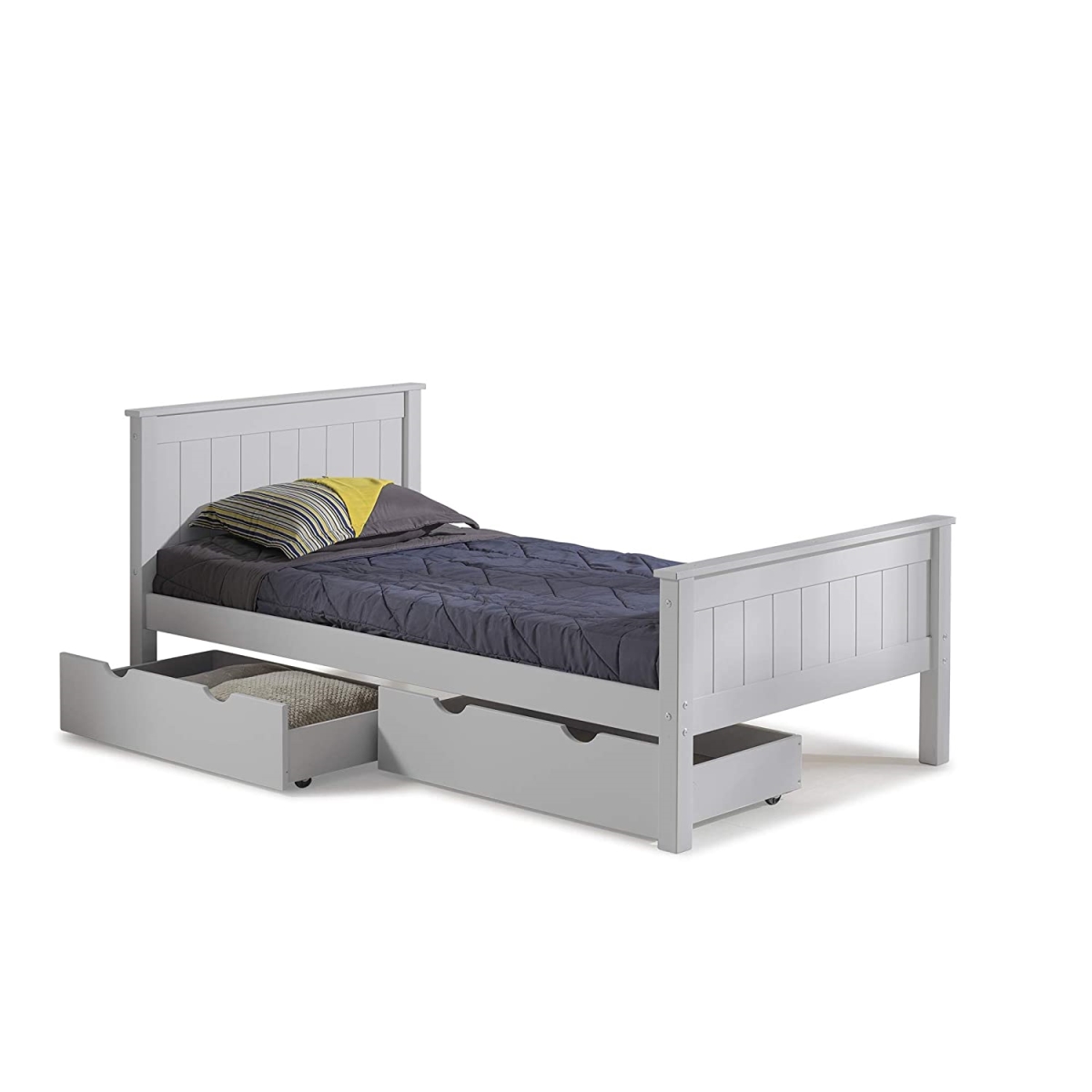 Picture of Alaterre AJHO1080S Harmony Twin Size Wood Platform Bed with Storage Drawers, Dove Gray