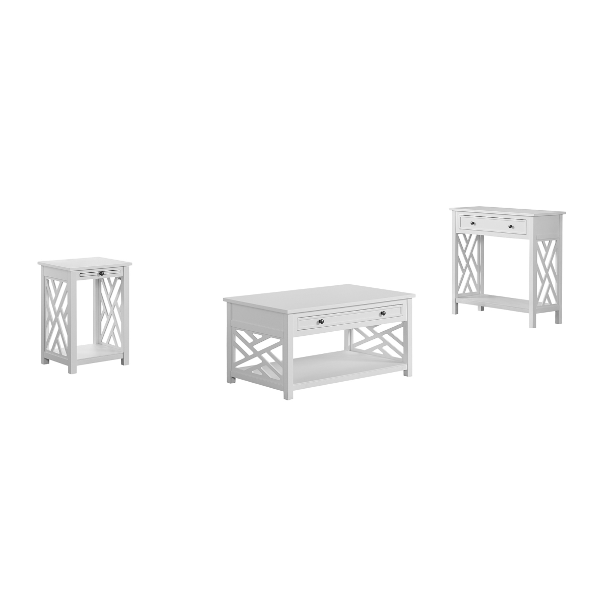 Picture of Alaterre ANCT021318WH 36 in. Coventry Coffee Table with Drawer&#44; End&#44; Tray&#44; Entryway&#44; Console & Sofa Table
