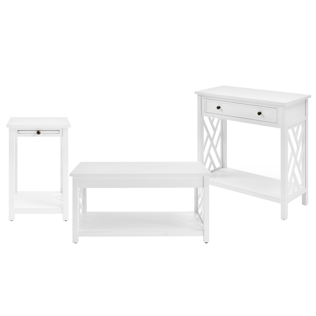 Picture of Alaterre ANCT021418WH 36 in. Coventry Coffee & End Table with Tray&#44; Entryway&#44; Console & Sofa Table