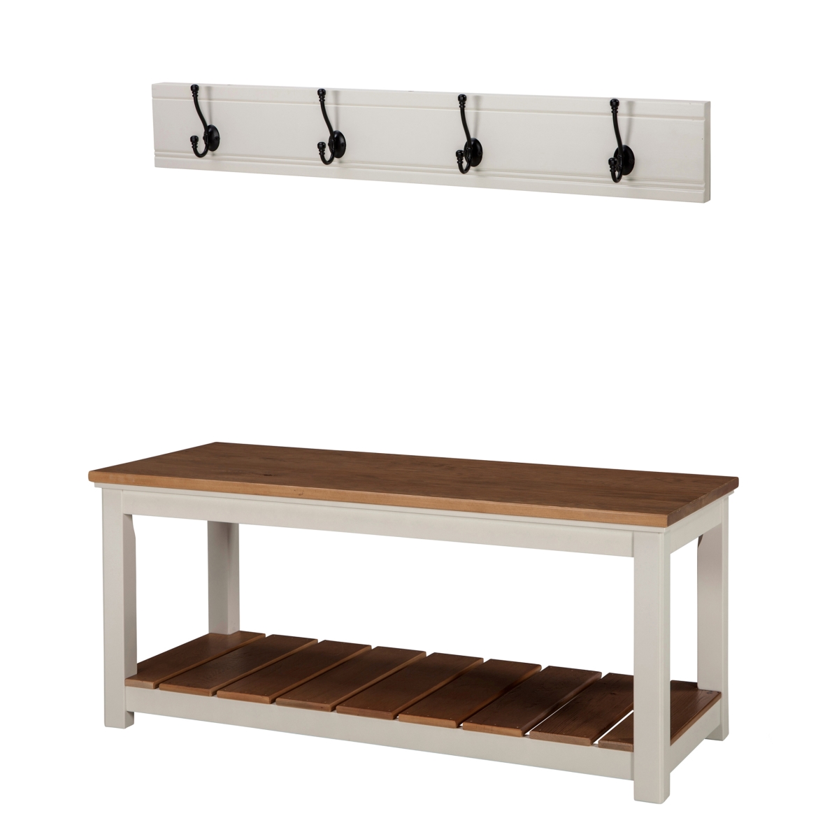 Picture of Alaterre ASVA0329IVW Savannah Coat Hook with Bench Set&#44; Ivory