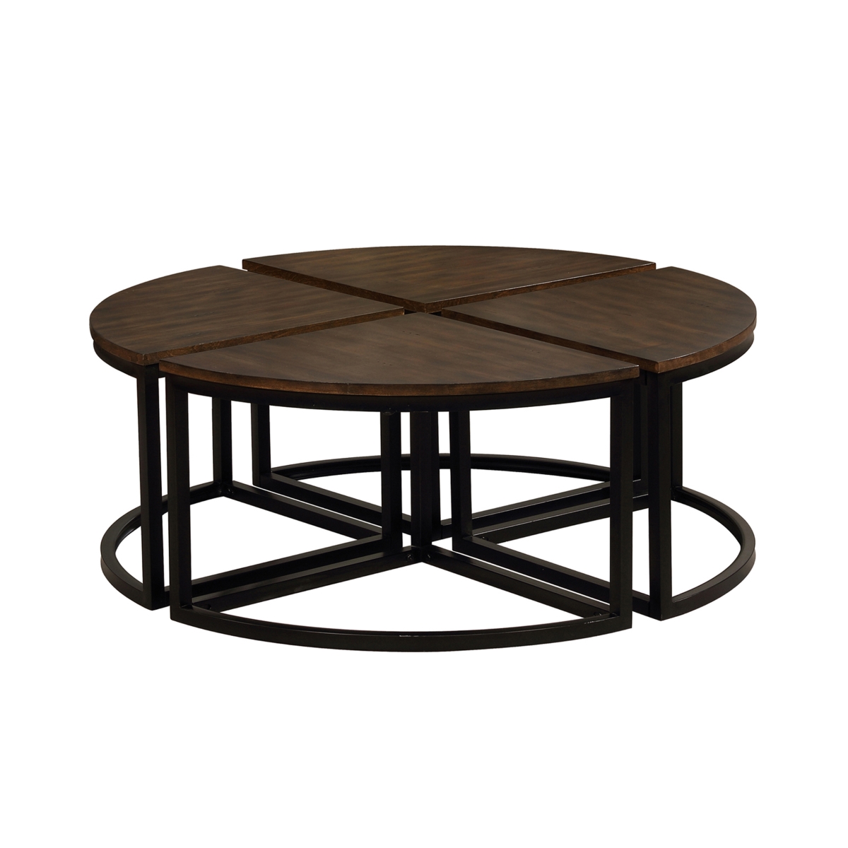 Picture of Alaterre ANAR1275B Arcadia Acacia Wood Round Wedge Tables&#44; Antiqued Mocha - Set of 4