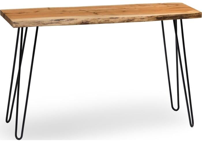 Picture of Alaterre AWDD1020 48 in. Hairpin Natural Live Edge Wood with Metal Media Console Table, Natural