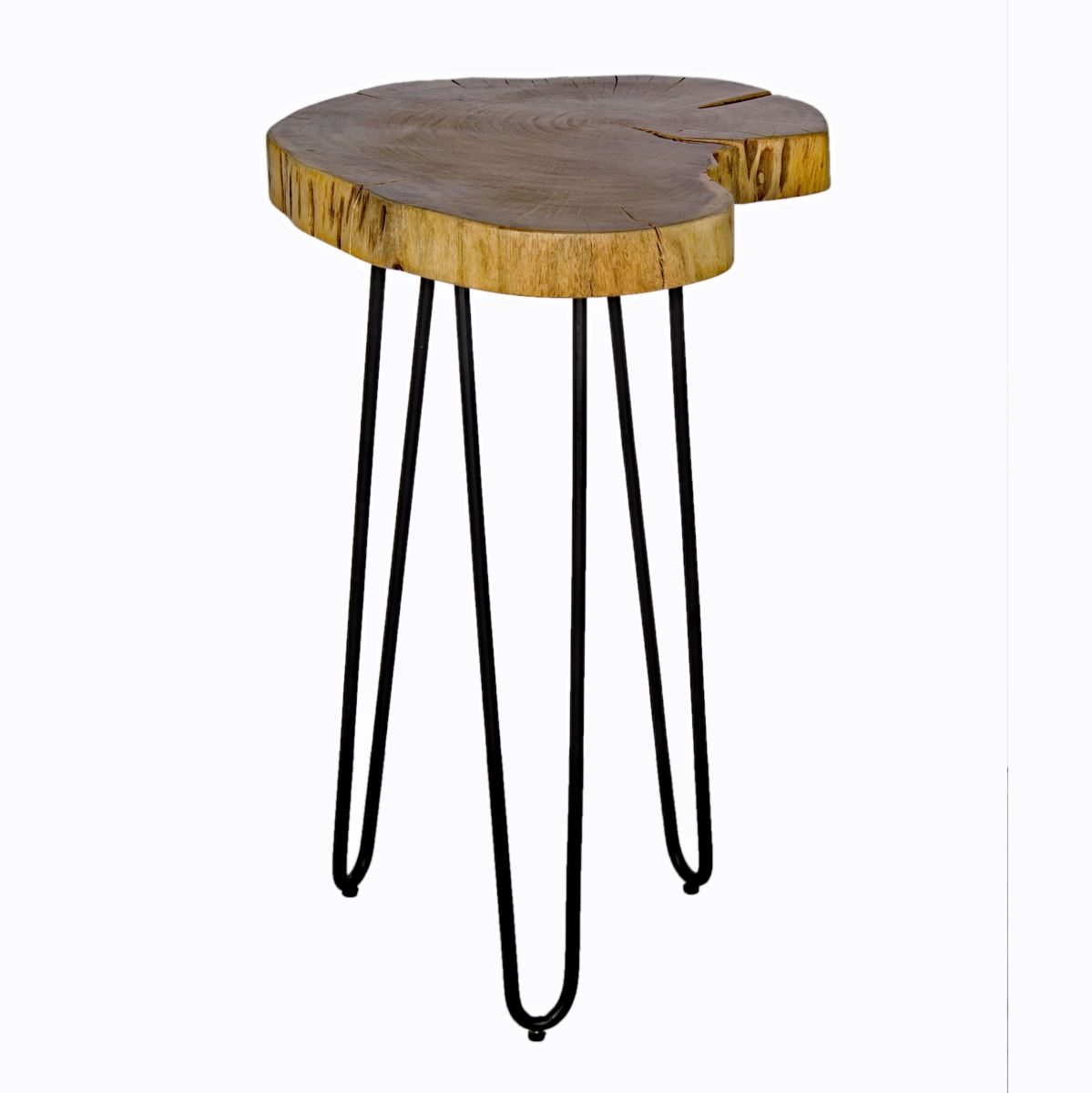 Picture of Alaterre AWDD1520 20 in. Hairpin Natural Live Edge Wood with Metal Round End Table&#44; Natural