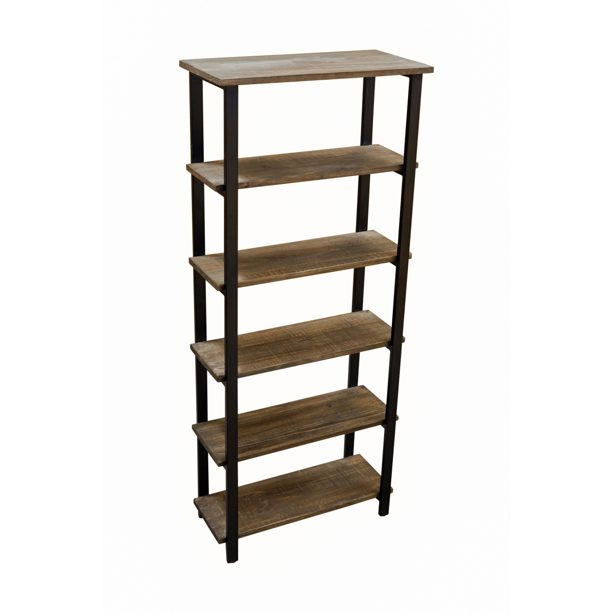 Picture of Alaterre AMBA0820 70 in. Pomona 5-Shelf Metal & Solid Wood Bookcase&#44; Natural with Black Frame