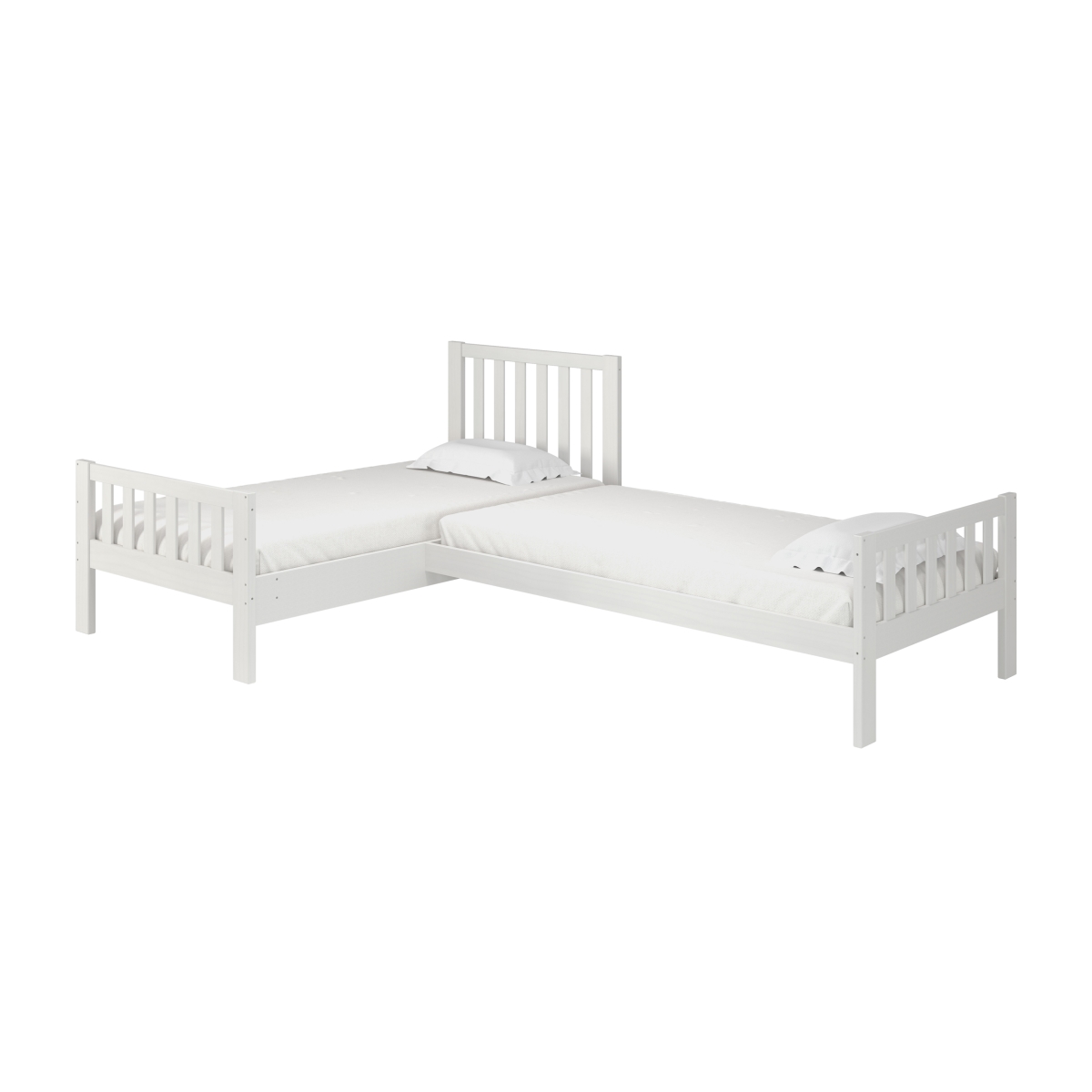 Picture of Alaterre AJAU11WH Aurora Corner L-Shaped Twin Wood Bed Set, White