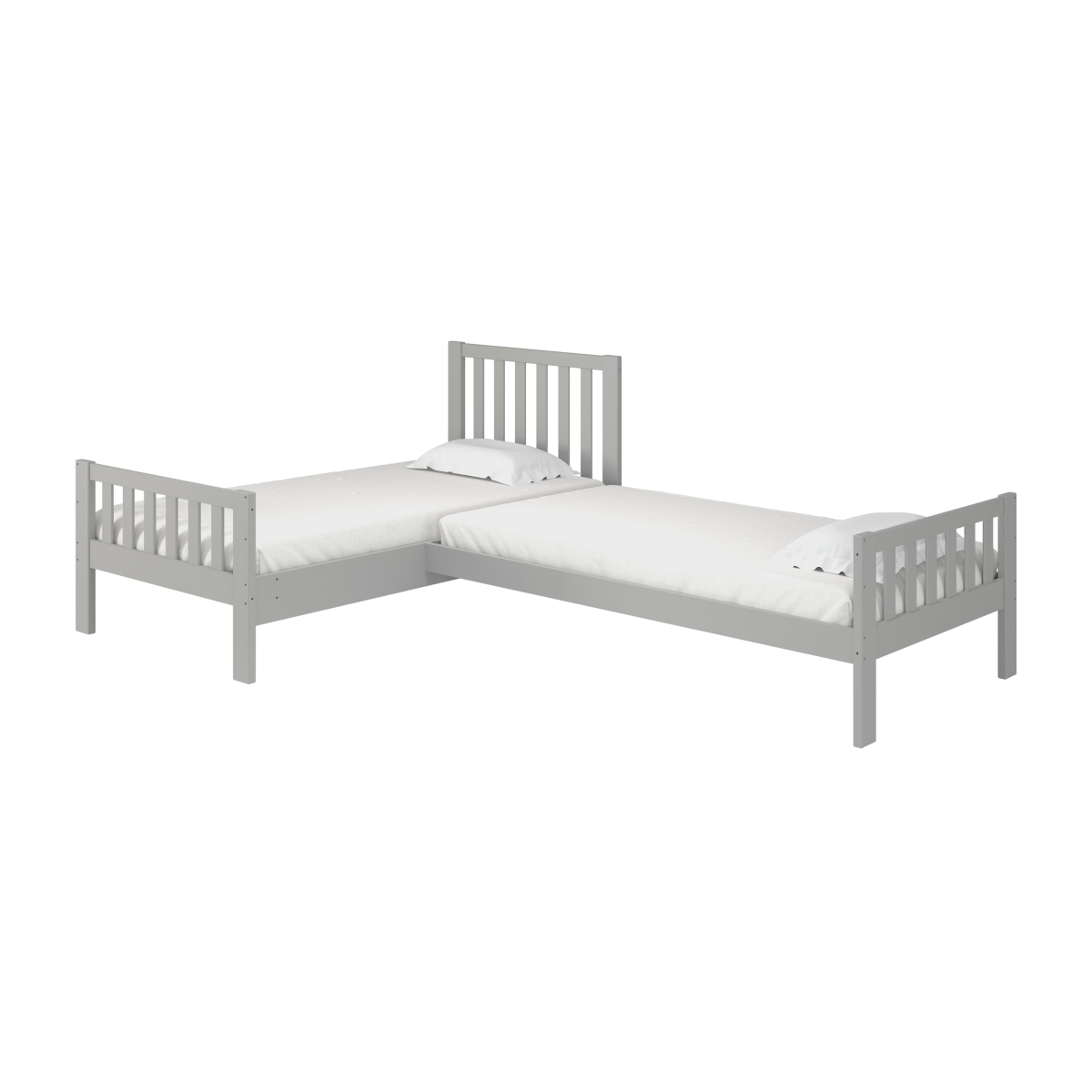 Picture of Alaterre AJAU1180 Aurora Corner L-Shaped Twin Wood Bed Set, Dove Gray