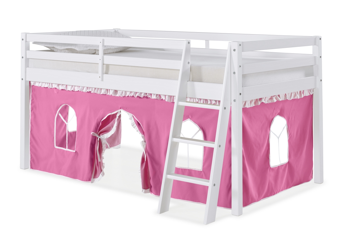 AJRX10WHATPWH Roxy Twin Wood Junior Loft Bed with White with Pink & White Tent -  ALATERRE FURNITURE