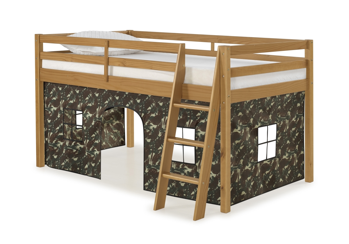 AJRX10CIATCGN Roxy Twin Wood Junior Loft Bed with Cinnamon with Green Camo Bottom Tent -  Alaterre