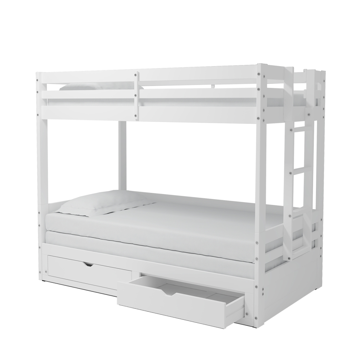 Picture of Alaterre AJJP00WH Jasper Twin to King Extending Day Bed with Bunk Bed & Storage Drawers&#44; White