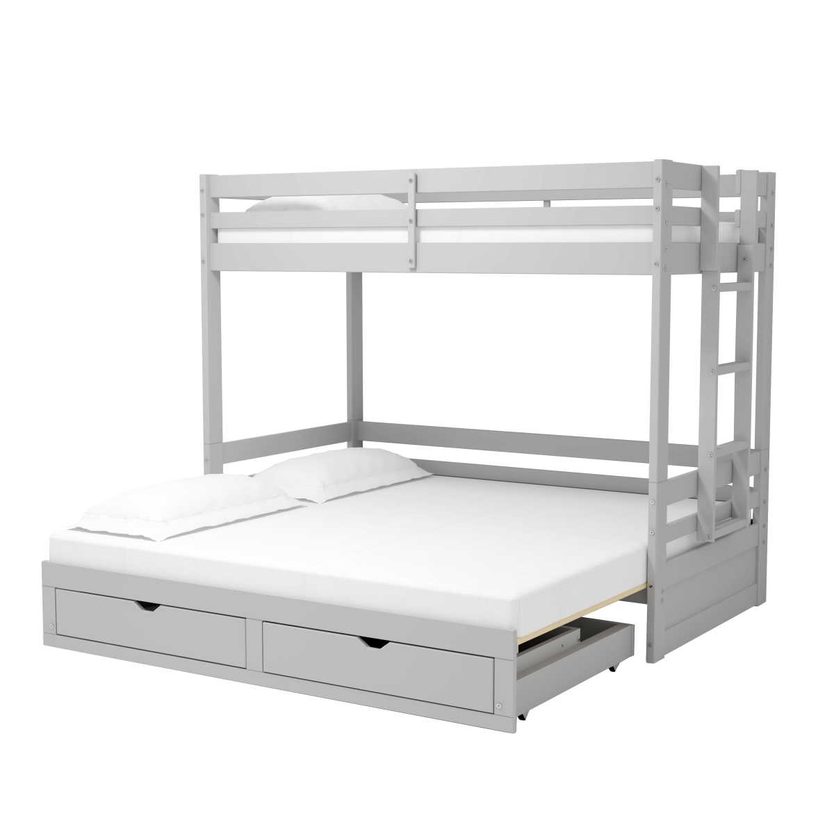Picture of Alaterre AJJP0080 Jasper Twin to King Extending Day Bed with Bunk Bed & Storage Drawers&#44; Dove Gray