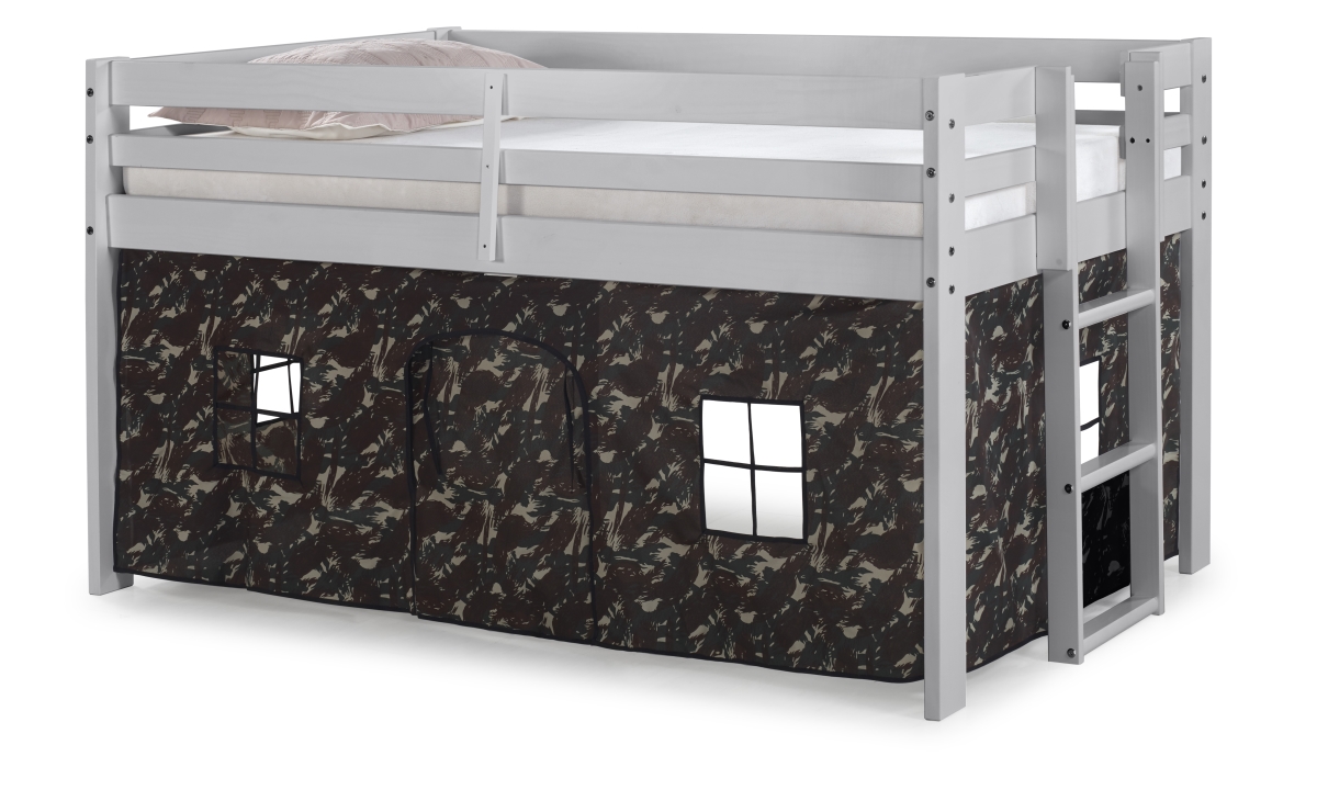 Picture of Alaterre AJJP0080ATCGN Jasper Twin Junior Loft Bed&#44; Dove Gray Frame & Green Camouflage Bottom Playhouse Tent