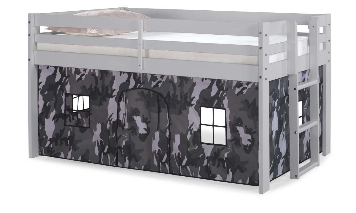 Picture of Alaterre AJJP0080ATCGY Jasper Twin Junior Loft Bed&#44; Dove Gray Frame & Gray Camouflage Bottom Playhouse Tent