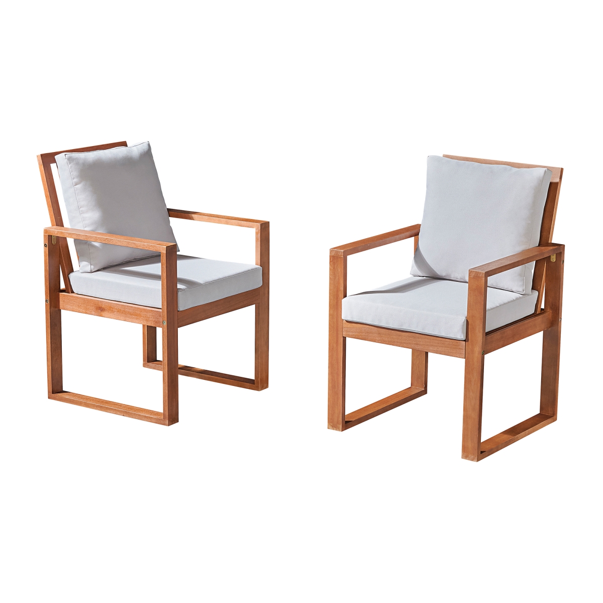 Picture of Alaterre ANWT04EBO Weston Eucalyptus Wood Outdoor Dining Chairs with Gray Cushions - Set of 2