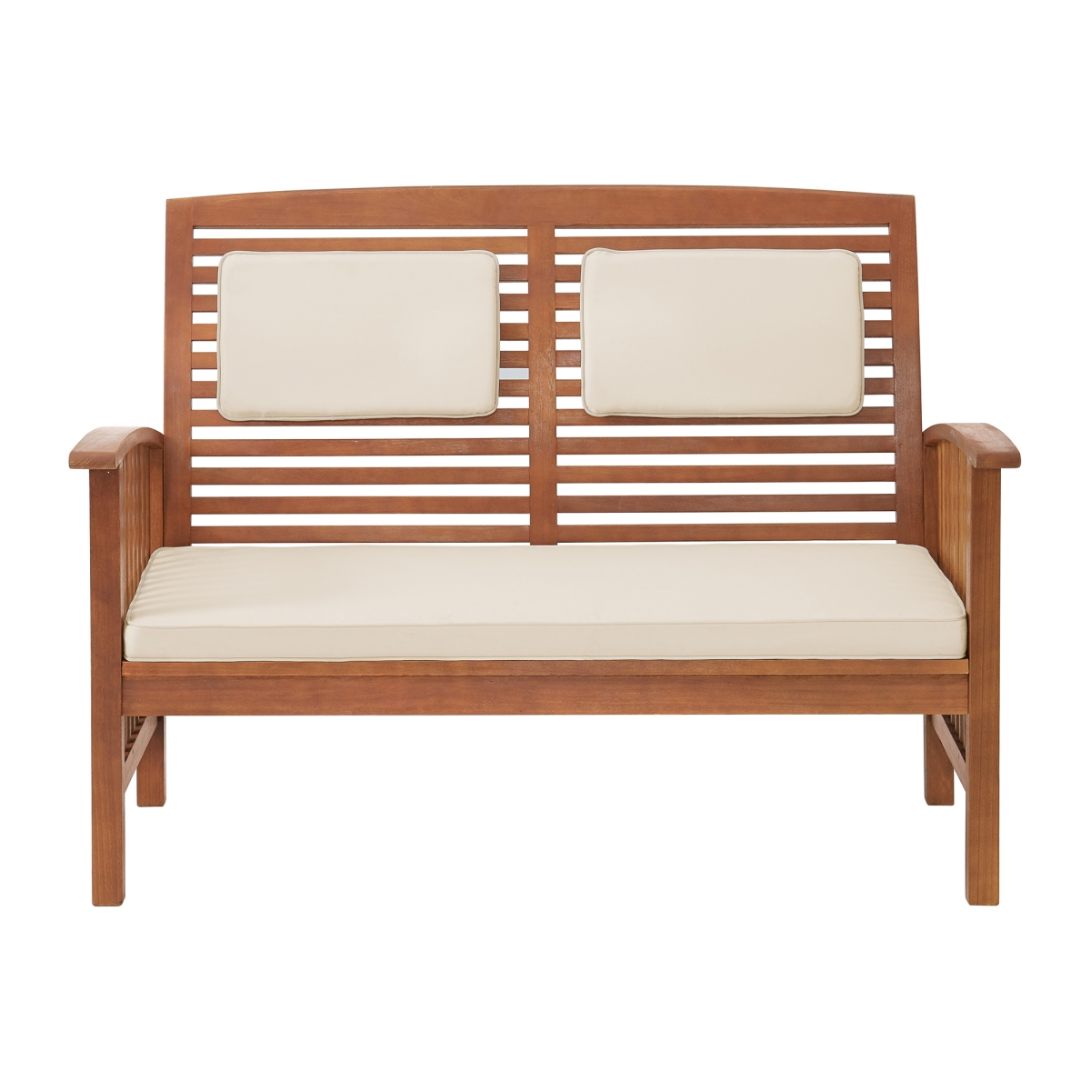Picture of Alaterre ANLY01EBO Lyndon Eucalyptus Wood Outdoor 2-Seat Bench with Cushions