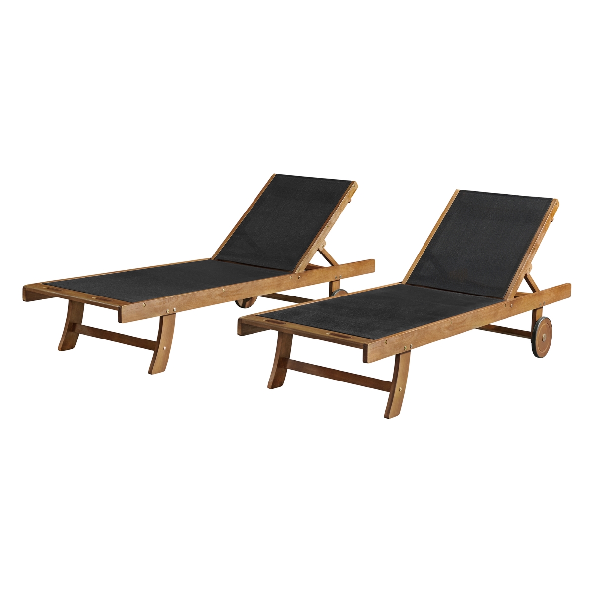 Picture of Alaterre ANCP011EBO Caspian Eucalyptus Wood Outdoor Lounge Chair with Mesh Seating - Set of 2