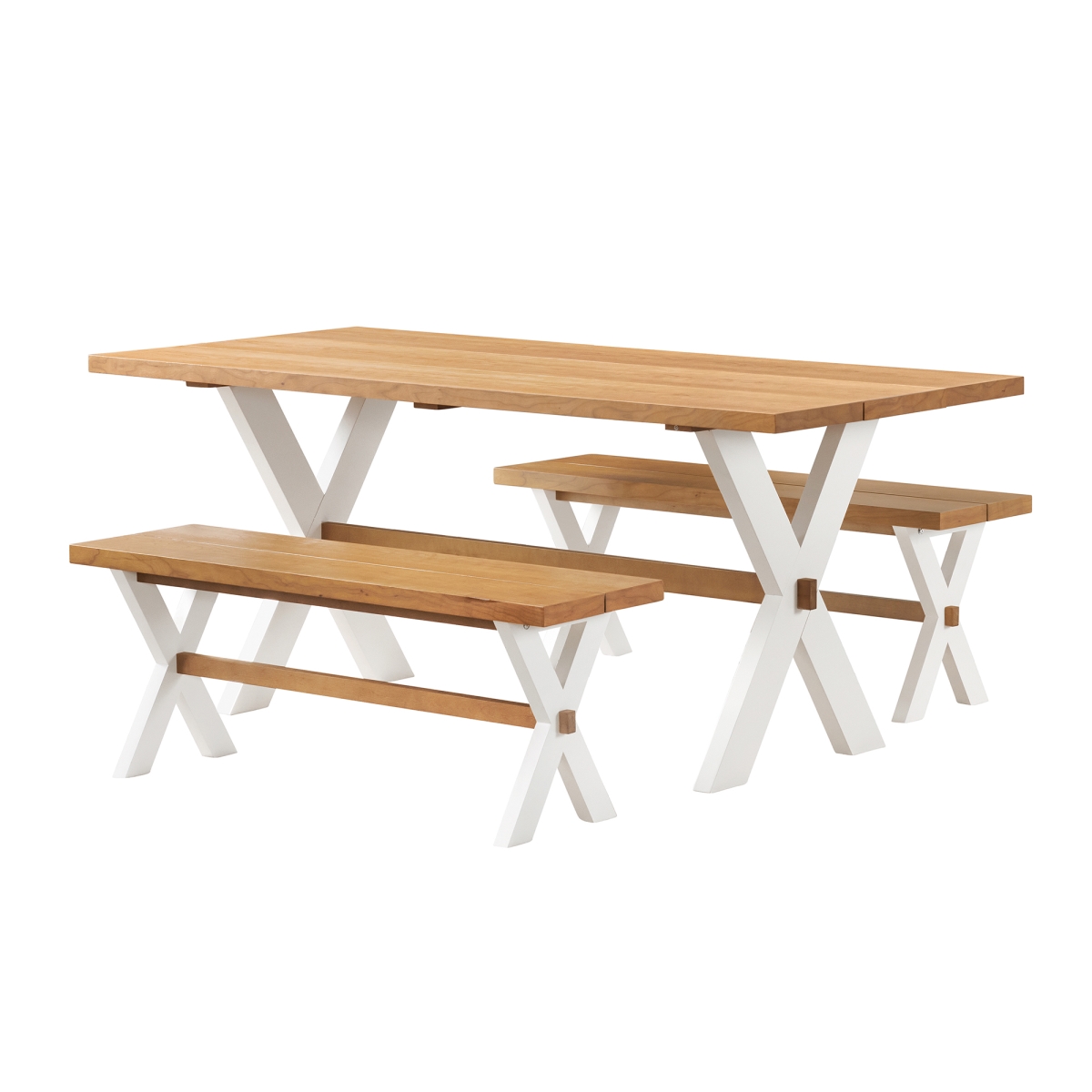 ACCH012264WH 72 in. Chelsea Dining Table with Two Benches - Set of 3 -  Alaterre