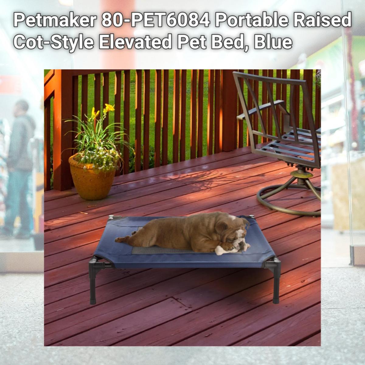 Picture of Petmaker 80-PET6084 Portable Raised Cot-Style Elevated Pet Bed, Blue