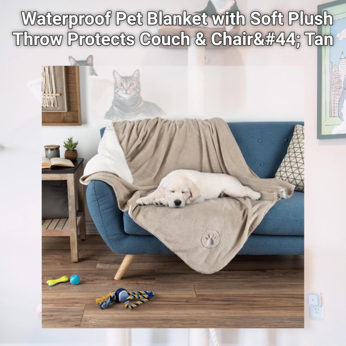 Picture of Petmaker 80-PET6076 Waterproof Pet Blanket with Soft Plush Throw Protects Couch & Chair&#44; Tan