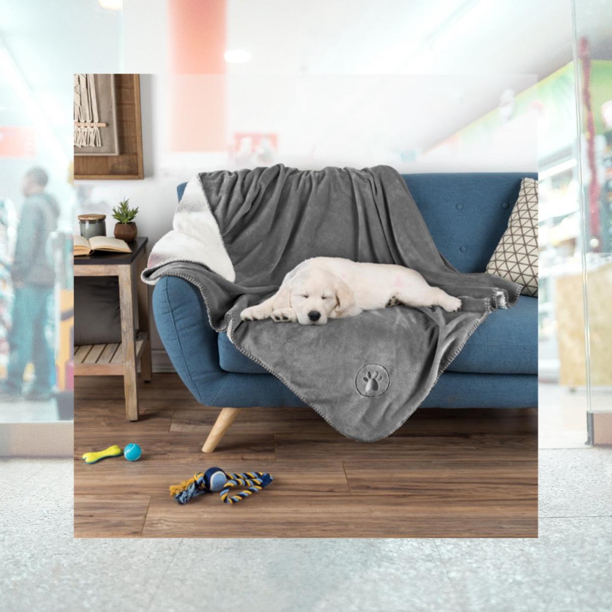 Picture of Petmaker 80-PET6106 Waterproof Pet Blanket with Soft Plush Throw Protects Couch & Chair&#44; Gray