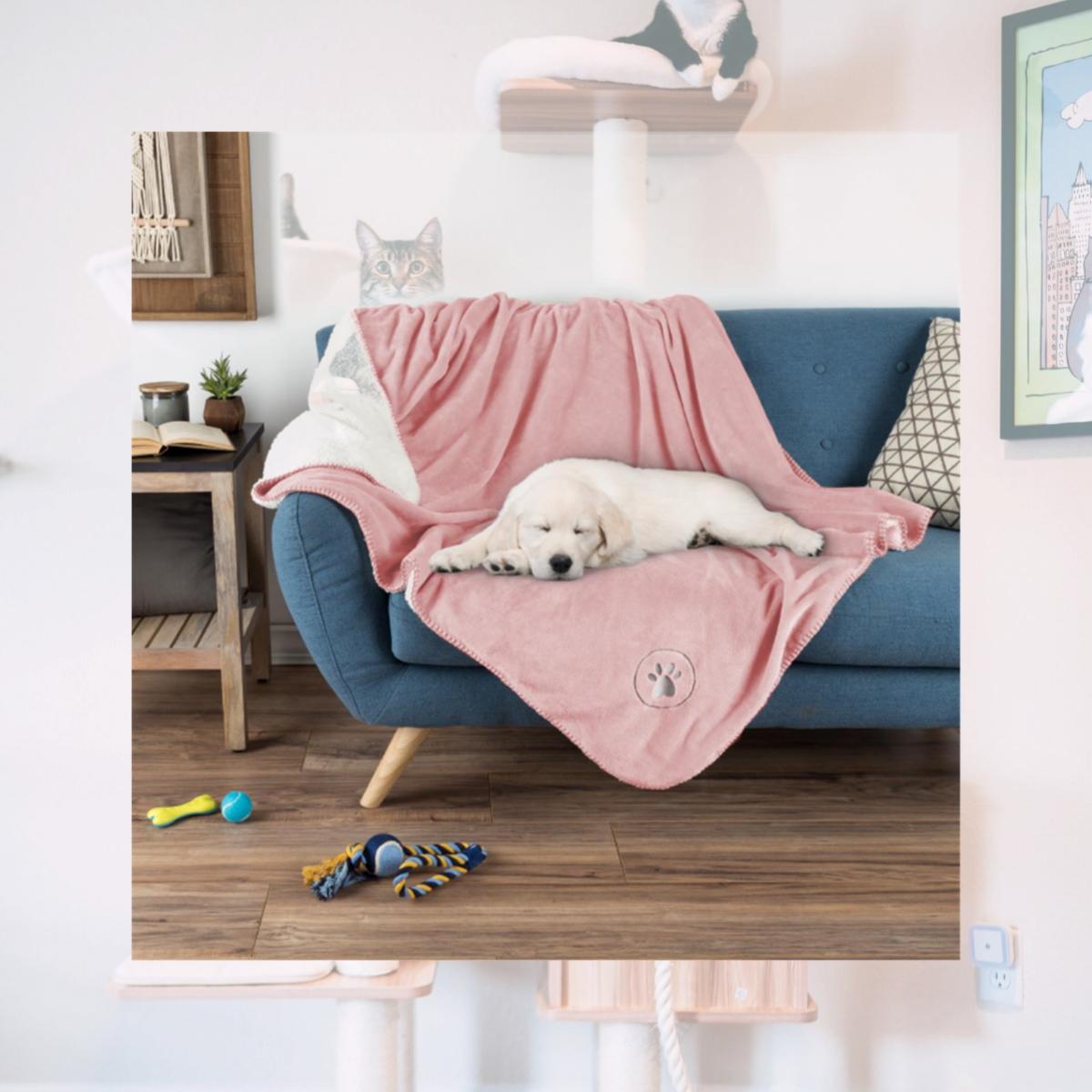 Picture of Petmaker 80-PET6107 Waterproof Pet Blanket with Soft Plush Throw Protects Couch & Chair&#44; Pink