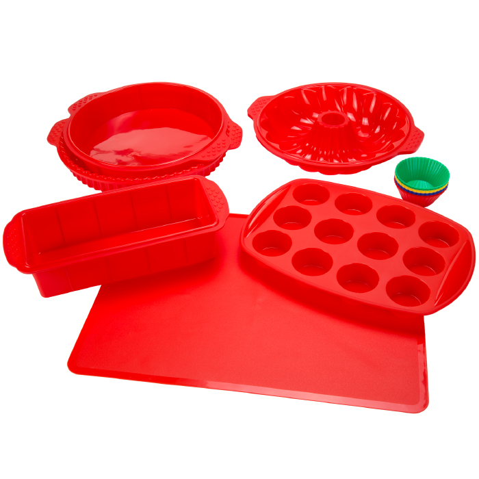 Picture of Classic Cuisine 82-18700-RD Red Silicone Bakeware Set&#44; 18 Piece