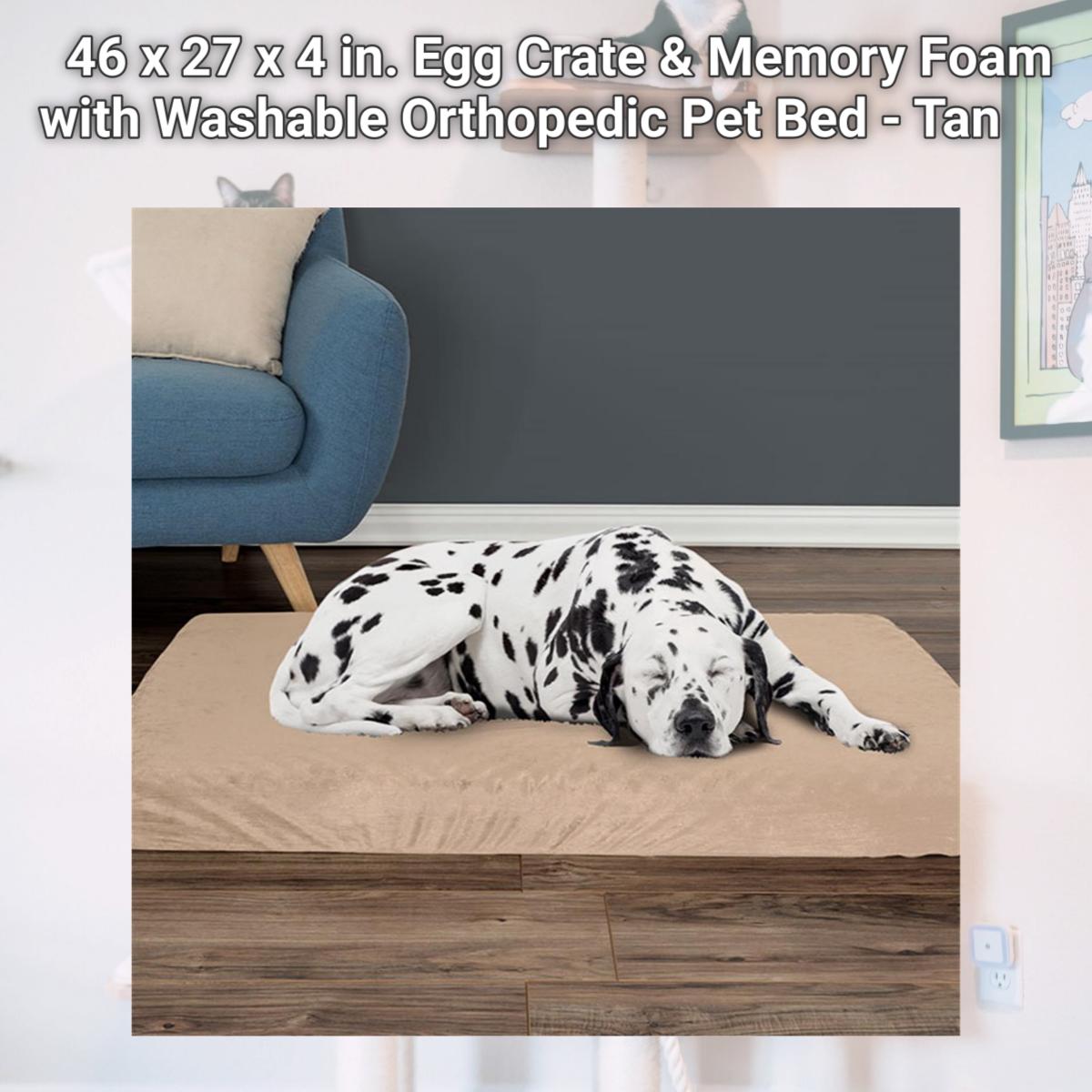 Picture of Petmaker 80-PET4012 46 x 27 x 4 in. Egg Crate & Memory Foam with Washable Orthopedic Pet Bed - Tan
